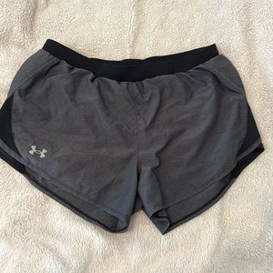 Under Armour HeatGeat Running Shorts - Gray and Black - Large